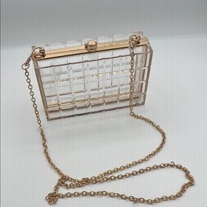 Fun! Clear Acrylic Purse Clutch or Handbag w/Chain - Events